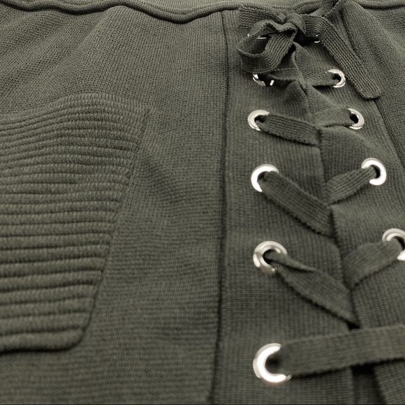 FEW MODA Olive Lace-Up A-Line Knit Skirt Size S - Picture 5 of 14